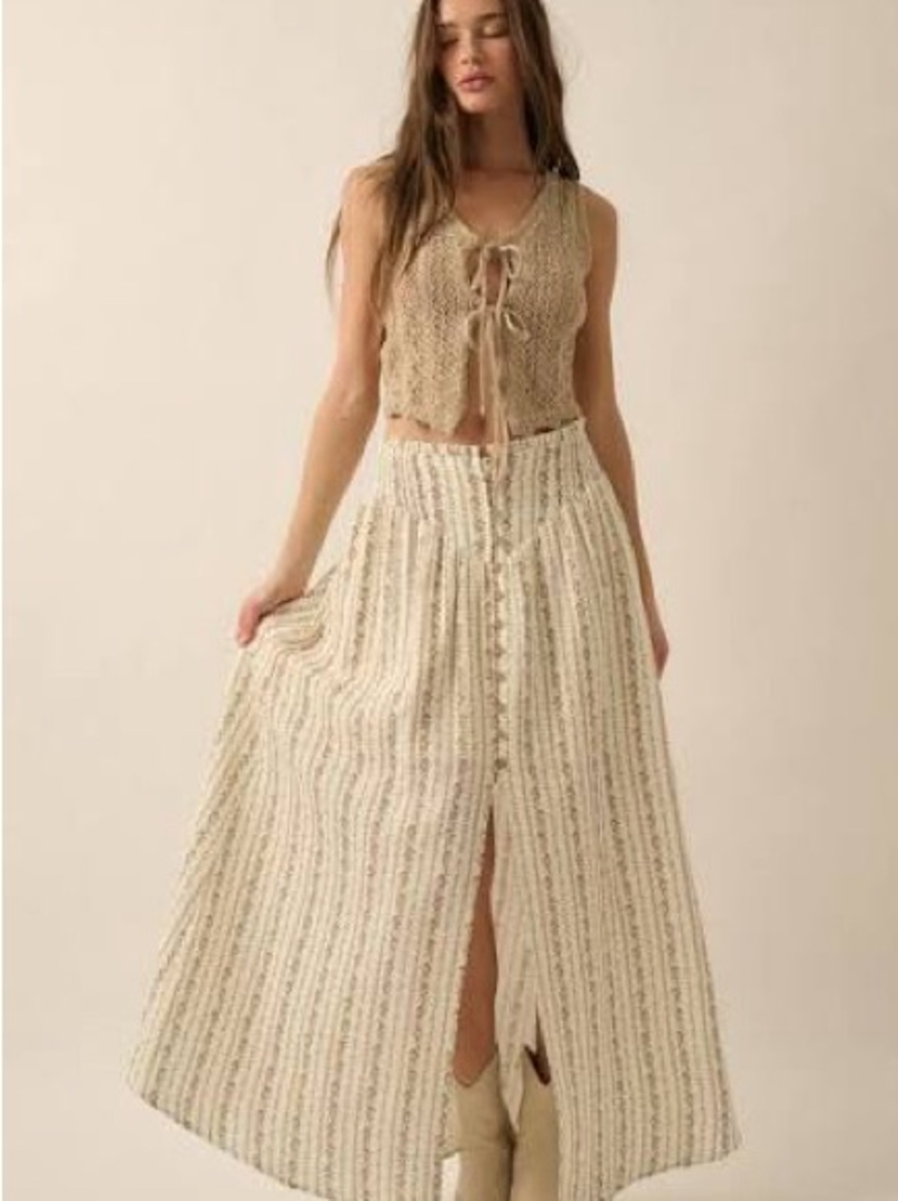 PROMESA HIGH WAIST BUTTON FRONT MAXI SKIRT, MEDIUM, NWOT